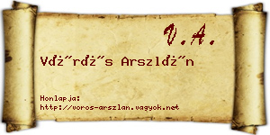 Vörös Arszlán névjegykártya